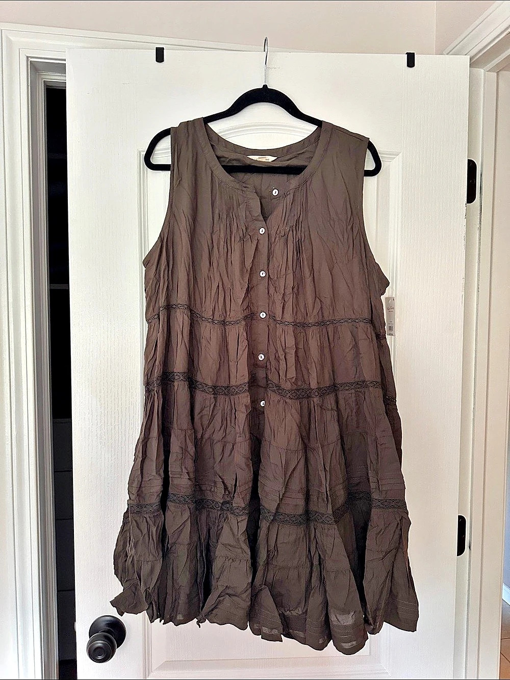 Wear Lucky Tiered Mini Dress in Brown Size XL NWT